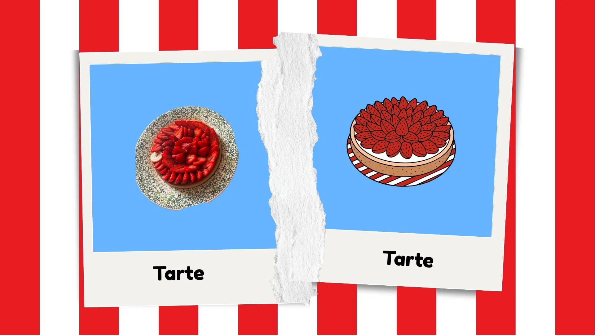 Avant / après — une tarte aux fraises